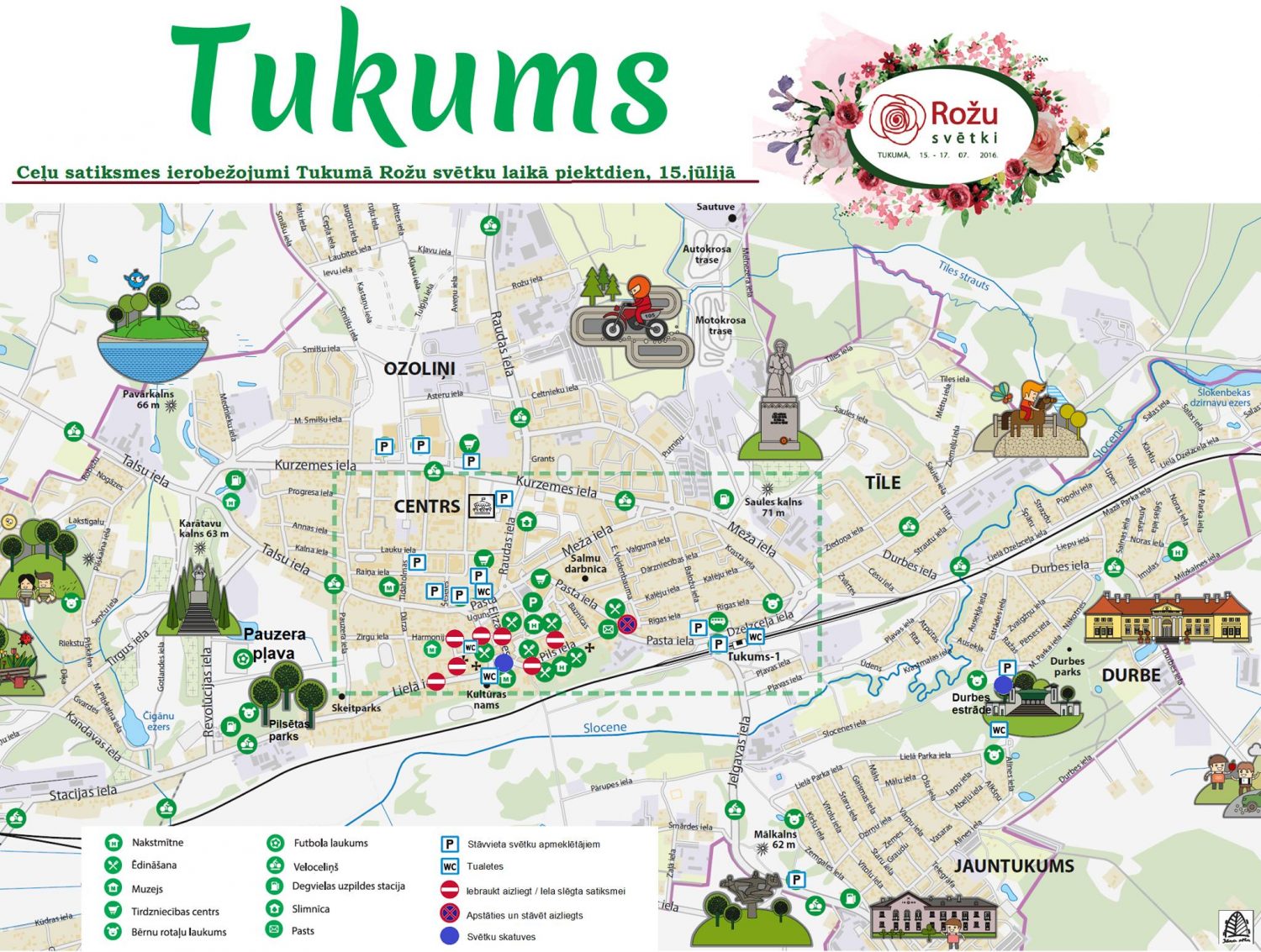 Satiksmes ierobežojumi Tukuma Rožu svētku laikā