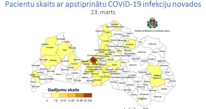 Arī Tukuma novadā saslimušie ar COVID-19 /Papildināts ar 25. marta karti/