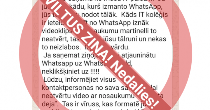 Masveidā WhatsApp izplatās viltus ziņa