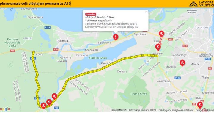 Negadījuma dēļ slēgta satiksme Rīga-Ventspils 25. kilometrā /VIDEO/Papildināts!!!