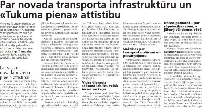 Top novada transporta infrastruktūras attīstības plāns