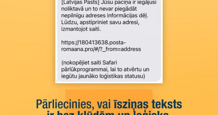 ‘Latvijas pasts’ atkārtoti brīdina par krāpniekiem