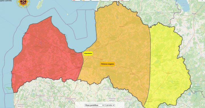 Brīdina par iespējamu pērkona negaisu, vēja brāzmām un krusu