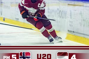 Tukumnieks Markuss Sieradzkis gūst vārtus Latvijas U-20 izlasē pret Norvēģiju